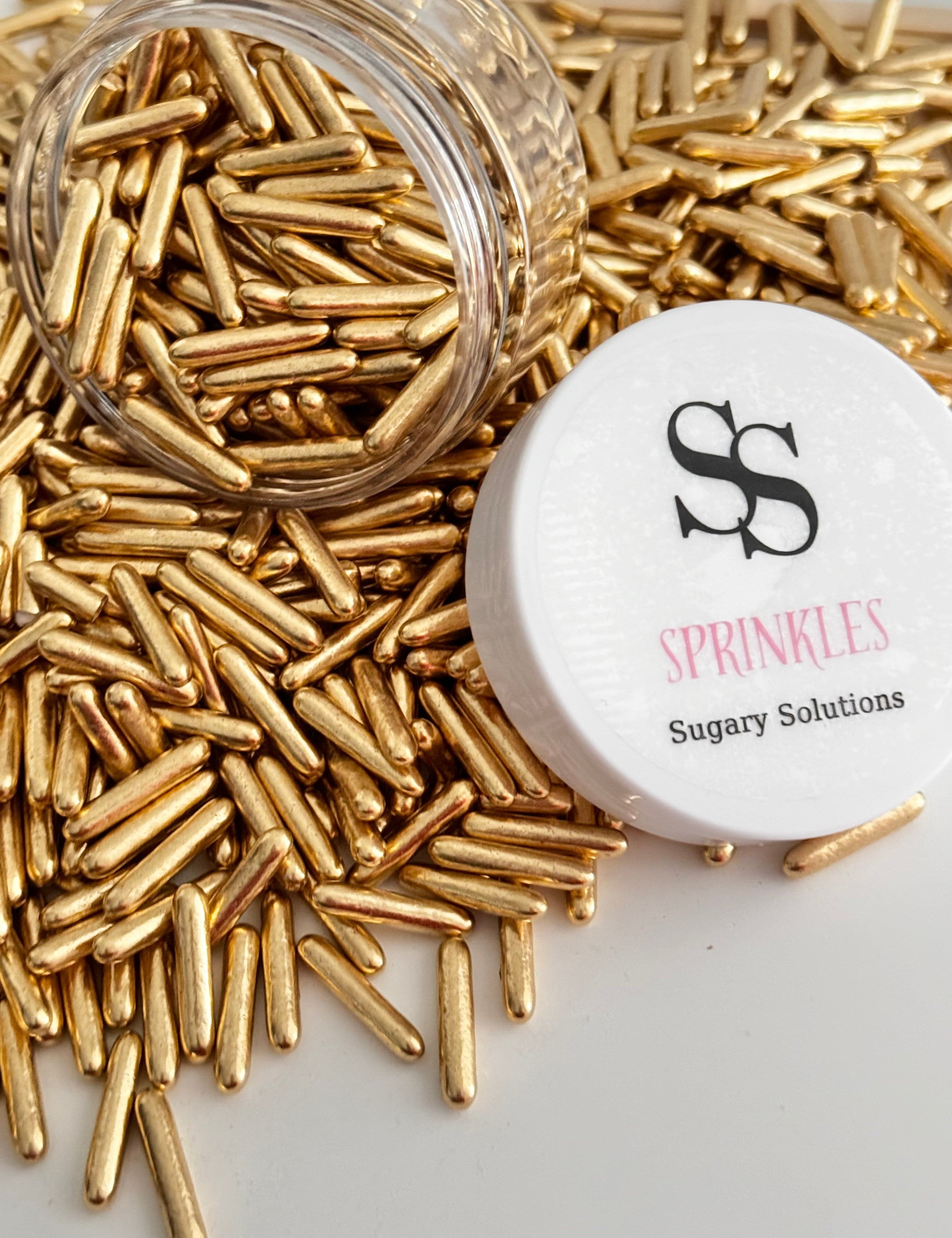 Buy Gold Metallic Rods Sprinkles | Sugary Solutions