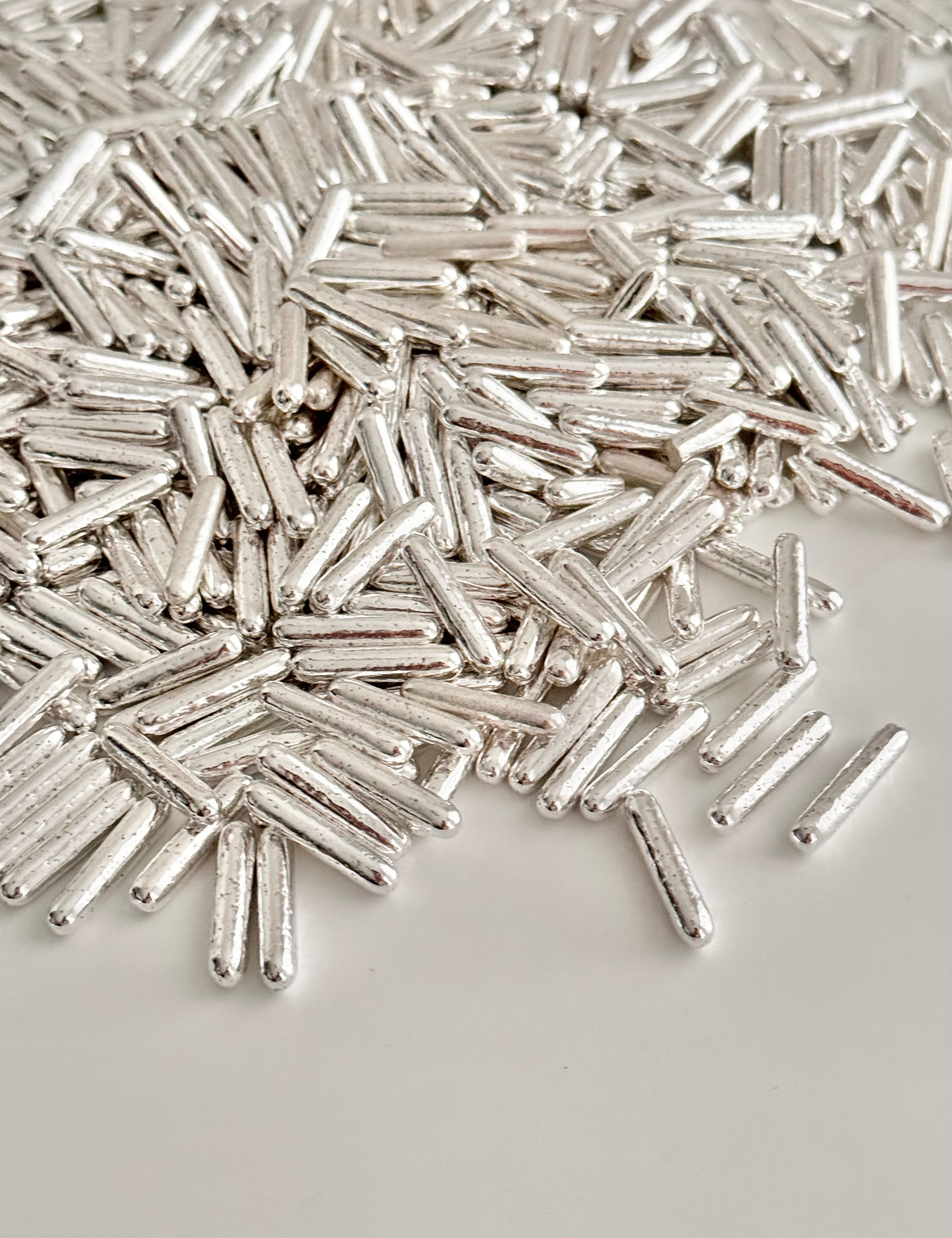 Silver Metallic Sprinkles - Rods - Sugary Solutions